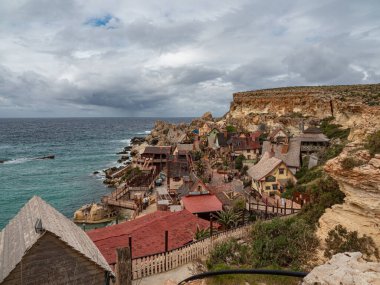 Temel Reis Köyü - Malta 'da popüler bir kent simgesi ve eski bir film mekanı - Malta Adası, MALTA - 5 Mart 2020