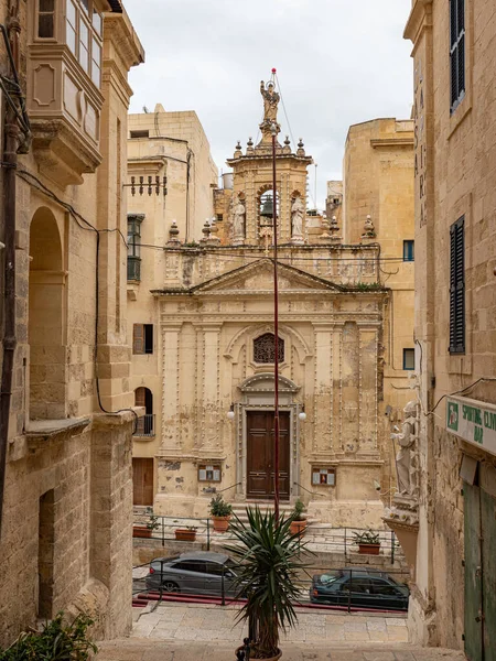 Vista Típica Calle Distrito Histórico Valeta Isla Malta Malta Marzo — Foto de Stock