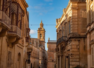 Malta 'nın eski başkenti Mdina' nın şehirleri - Malta Adası - 5 Mart 2020