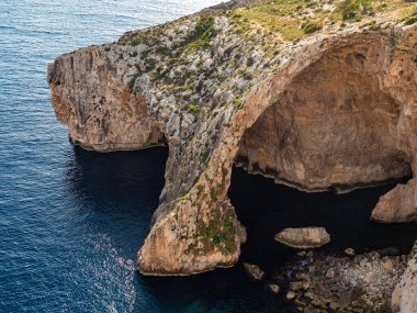 Blue Grotto Malta adasının ünlü bir simgesidir. Seyahat fotoğrafçılığı.