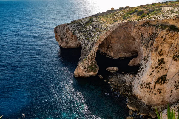 Malta Daki Blue Grotto Inanılmaz Mavi Seyahat Fotoğrafçılığı — Stok fotoğraf
