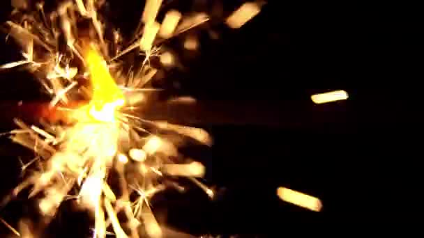 Burning sparkler candle in a Macro Shot — Stock Video