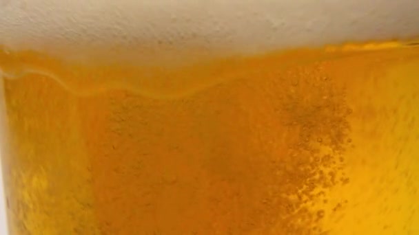 Overflowing glass of fresh beer in slow motion — Stock Video