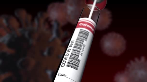 Covid19-Schnellteströhrchen - 3D-Illustration des Corona-Virus-Schnellteströhrchens — Stockvideo
