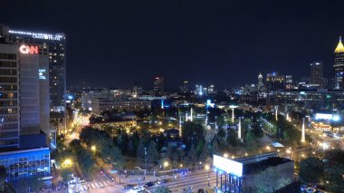 Atlanta üzerinde gece hava görüntüsü - ATLANTA, ABD - 20 Nisan 2016