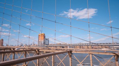 Etkileyici Brooklyn Köprüsü New York - şaşırtıcı geniş açı çekimi - seyahat fotoğrafçılığı