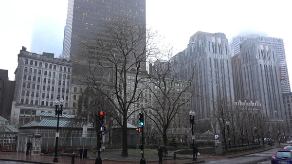 ボストン市-雨の日-旅行写真 — ストック写真