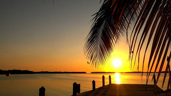 Prachtige pier bij zonsondergang op de USA Keys- ISLAMORADA, USA - APRIL 12, 2016 — Stockfoto