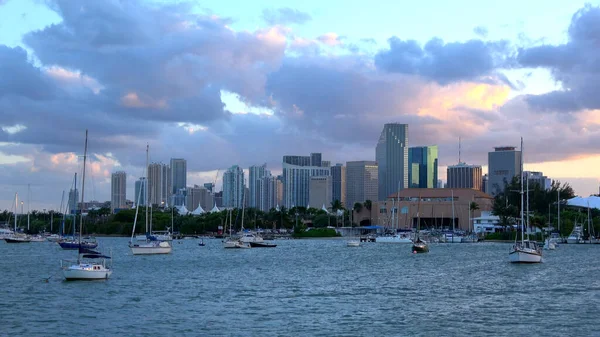 Gyönyörű kilátás az esti Miami városára — Stock Fotó
