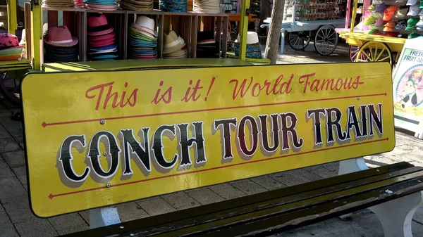 Famous Conch Tour Train in Key West - KEY WEST, USA APRIL 13, 2016 - travel photography — Stock Photo, Image