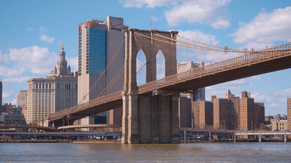 Brooklyn Bridge New York leading from Manhattan to Brooklyn