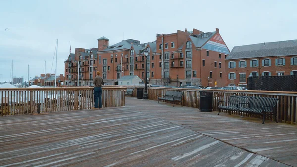 Hermoso muelle en Boston Harbor - fotografía de viaje — Foto de Stock