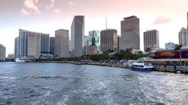 Skyline av Miami på kvällen — Stockfoto