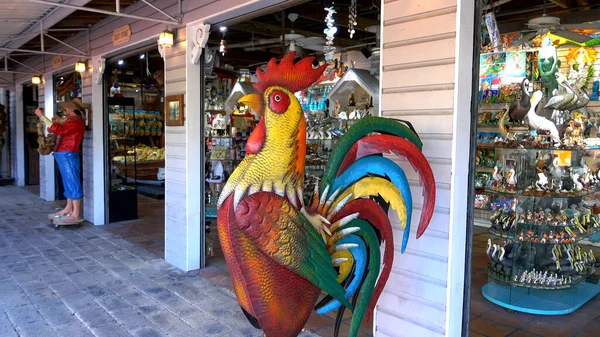 Bunte Hahnenstatue im Havanna-Stil auf Key West - KEY WEST, USA - 12. April 2016 — Stockfoto