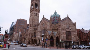 Boston Copley Meydanı 'ndaki Trinity Kilisesi - BOSTON. Birleşik Devletler - 5 Nisan 2017