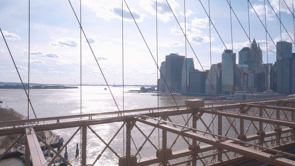 A famous tourist attraction in New York - The Brooklyn Bridge