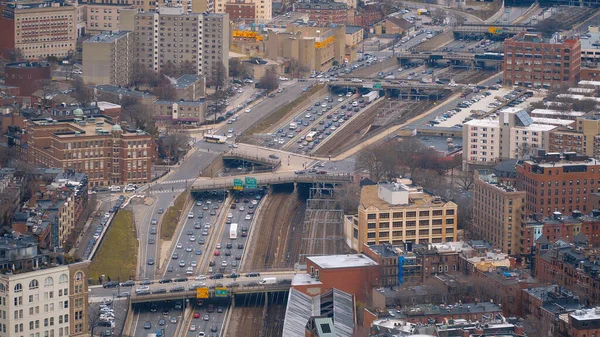 Verkeersopstopping in Boston - luchtfoto 's - reizen — Stockfoto