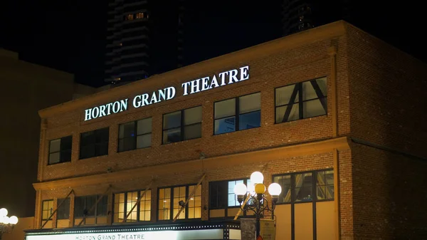 Horton Grand Theater at historic Gaslamp Quarter San Diego by night - CALIFORNIA, USA - March 18, 2019 — 图库照片