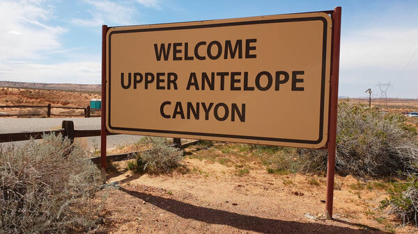 Welcome to Upper Antelope Canyon in Arizona - ARIZONA, USA - MARCH 26. 2019