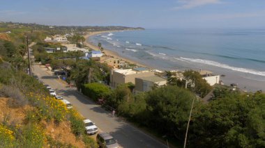 Malibu plajı üzerinde hava manzarası - MALIBU, ABD - 29 Mart 2019