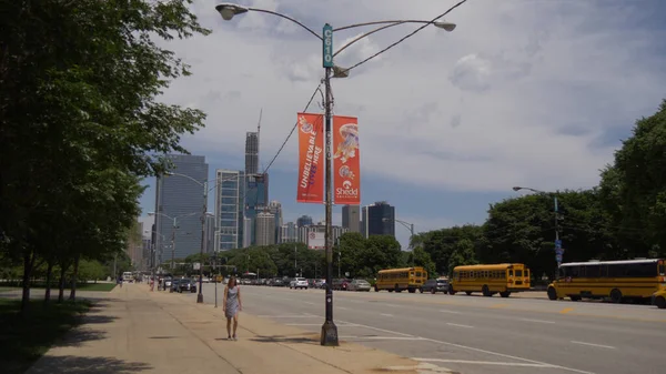 날씨가 화창 한 날, 시카고의 거리 풍경 - CHICAGO. 미국 - 2019 년 6 월 11 일 — 스톡 사진