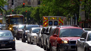 Chicago 'da ambulans arabası, Chicago' da. Birleşik Devletler - 11 Haziran 2019