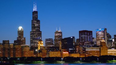 Chicago Skyline ve Willis Tower - Chicago. Birleşik Devletler - 11 Haziran 2019
