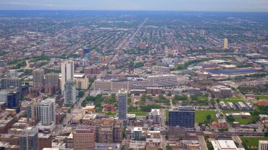 Chicago 'nun muhteşem hava manzarası, Chicago. Birleşik Devletler - 11 Haziran 2019