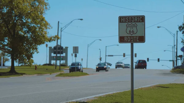 Panneau historique de la Route 66 en Oklahoma — Photo