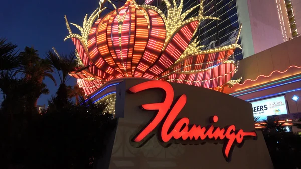 A csodálatos neon fények a Flamingo Hotel and Casino-ban Las Vegasban - LAS VEGAS-NEVADA, OCTOBER 11, 2017 — Stock Fotó