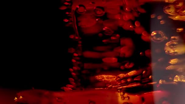 Ice Cubes Fresh Cold Glass Cola Slow Motion Shot — Stock Video