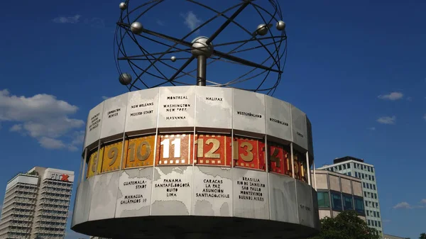 Famous world clock at Alexander Square in Berlin - CITY OF BERLIN, GERMANY - MAY 21, 2018 — Stock Photo, Image