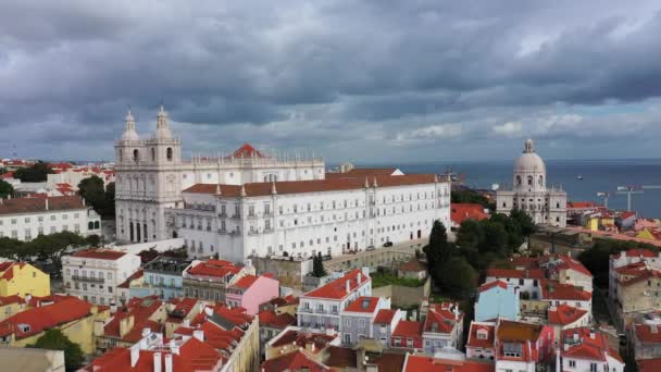 Letecký Pohled Historický Okres Alfama Lisabonu Letecké Záběry Dronů — Stock video