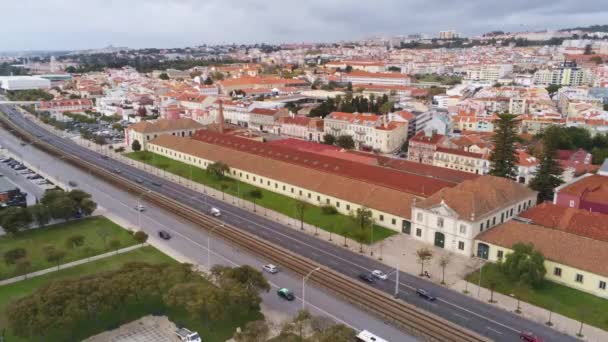 Former Rope Making Factory Belem Called Cordoaria Nacional Drone View — 비디오