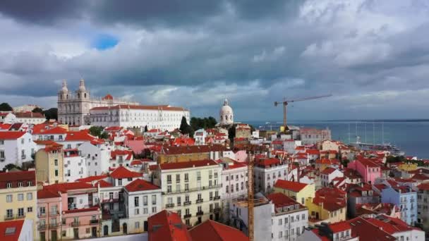Alfama Hill Lisbon Dari Atas Rekaman Drone Udara — Stok Video