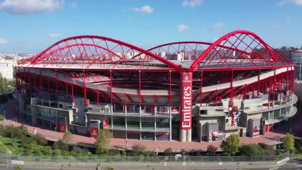 Вид Воздуха Футбольный Стадион Benfica Lisbon Названием Estadio Luz Lisbon — стоковое видео