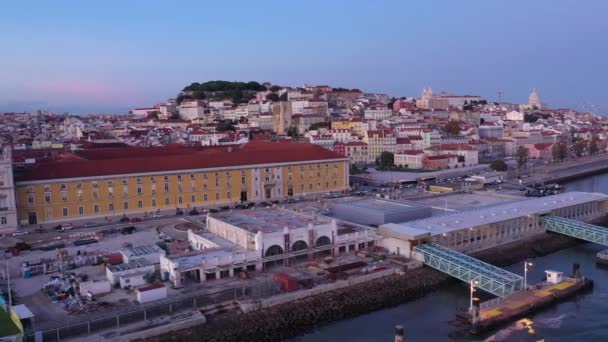 Kommerziellen Platz Lisbon Genannt Praca Comercio Der Zentrale Marktplatz Abend — Stockvideo
