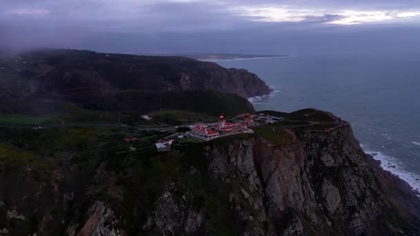 Hermoso Cabo Roca Océano Atlántico Llamado Cabo Roca Vista Noche — Vídeos de Stock