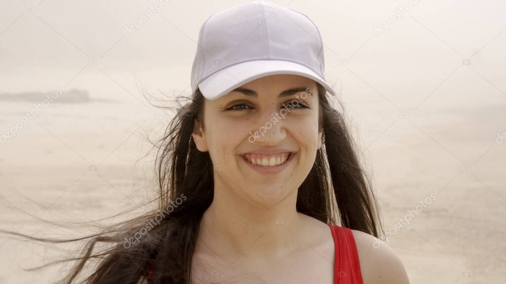 Turkish girl at the beach on a beautiful summer day
