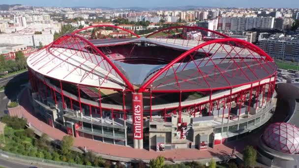 Widok Lotu Ptaka Stadion Piłkarski Benfica Lisbon Lizbona Portugalia Listopada — Wideo stockowe