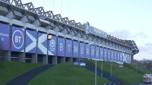 Στάδιο Murrayfield στο Εδιμβούργο - έδρα του ράγκμπι και του ποδοσφαίρου - Εδιμβούργο, Σκωτία - 10 Ιανουαρίου 2020 — Αρχείο Βίντεο