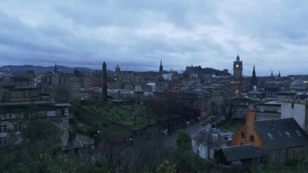 Edinburgh Eski Kasabası üzerinde panoramik manzara — Stok video
