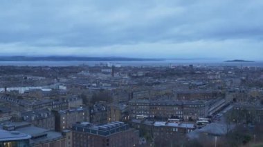 Edinburgh ve Leith üzerindeki hava manzarası - Edinburgh, İskoçya - 10 Ocak 2020