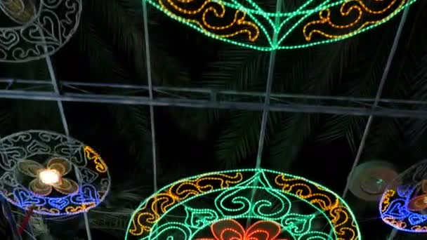 DUBAI, EMIRATI ARABI UNITI, Emirati Arabi Uniti - 20 NOVEMBRE 2017: Dubai Garden Glow park illuminato di notte . — Video Stock
