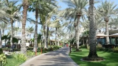Dubai, Birleşik Arap Emirlikleri, BAE - 20 Kasım 2017: Otel Jumeirah Al Qasr Madinat, düşünce teritity otelin plaj bölge boyunca yürüyüş