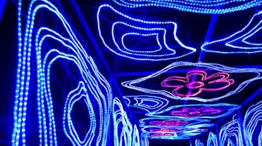 Dubai, Birleşik Arap Emirlikleri, BAE - 20 Kasım 2017: geceleri aydınlatılan Dubai Bahçe kızdırma park.