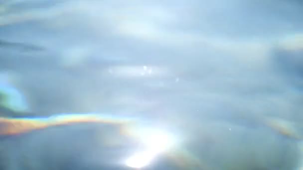 Abstraction. very close-up of sea water and reflection of sun rays, radiance. — Stock Video