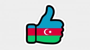 Çizim, animasyon Azerbaycan bayrağının görüntüsüyle kalp şeklinde, sohbet şeklinde, başparmak yukarı doğru. Beyaz arkaplan