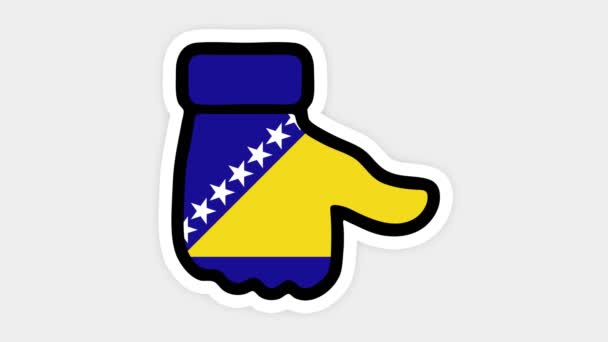 Verticaal scherm, verticaal formaat. Tekenen, animatie is in de vorm van, hart, chat, duim omhoog met het beeld van Bosnië en Herzegovina vlag. Witte achtergrond — Stockvideo