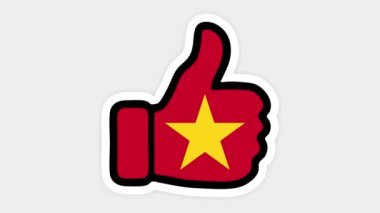 Çizim, animasyon şöyle bir şeydir, kalp, sohbet, başparmak yukarı doğru Vietnam bayrağı görüntüsüyle. Beyaz arkaplan
